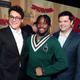 Producers Phil Lord and Chris Miller make a Spider-Man (Shameek Moore) sandwich.